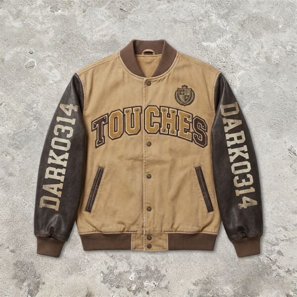 Custom Mixed-Material Varsity Bomber Jacket - Style 7F627D - product detail view 2