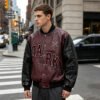 Custom Two-Tone Varsity Bomber Jacket - Style 76042D - product detail view 3 Custom Two-Tone Varsity Bomber Jacket - Style 76042D - product detail view 3