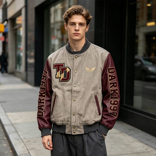 Custom Multi-Material Vintage Varsity Jacket | VWJ-864 - Style BC74C5 Custom Multi-Material Vintage Varsity Jacket | VWJ-864 - Style BC74C5