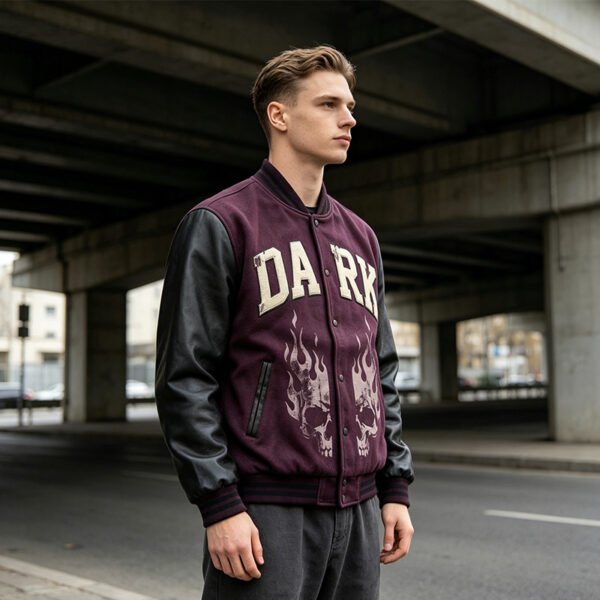 Custom Wine Varsity Jacket for Fabric Planning | 16A7EA - Style 16A7EA - product detail view 2
