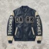 Custom Navy Varsity Jacket with Contrast Sleeves 707-08 - Style 226B7E - product detail view 2 Custom Navy Varsity Jacket with Contrast Sleeves 707-08 - Style 226B7E - product detail view 2