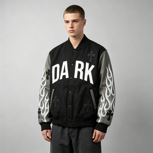Custom Vintage Varsity Jacket with Applique Letters - Style 94B9C2 - product detail view 3 Custom Vintage Varsity Jacket with Applique Letters - Style 94B9C2 - product detail view 3