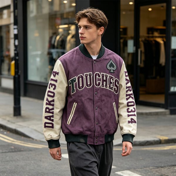 Custom Two-Tone Varsity Baseball Jacket - Style CEA83B - product detail view 2 Custom Two-Tone Varsity Baseball Jacket - Style CEA83B - product detail view 2