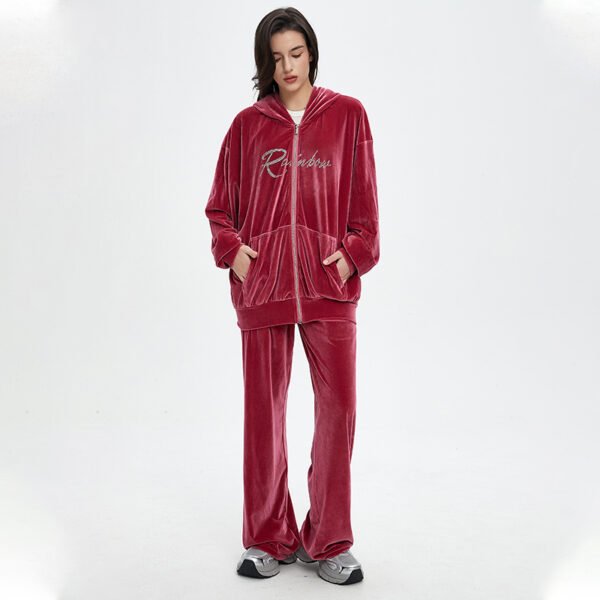 Custom Velvet Rhinestone Zip Hoodie - Style 55B7E9 - product detail view 5 Custom Velvet Rhinestone Zip Hoodie - Style 55B7E9 - product detail view 5