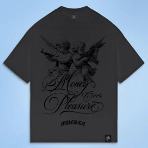 Custom Vintage Black Angel Graphic Oversized T-Shirt - Style 468E0B