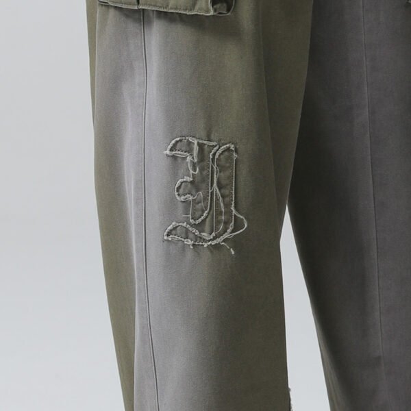 Custom Vintage Letter-Applique Cargo Pants - Style F4077A - product detail view 8