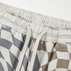 Vintage checkerboard cargo pants with drawcord waist