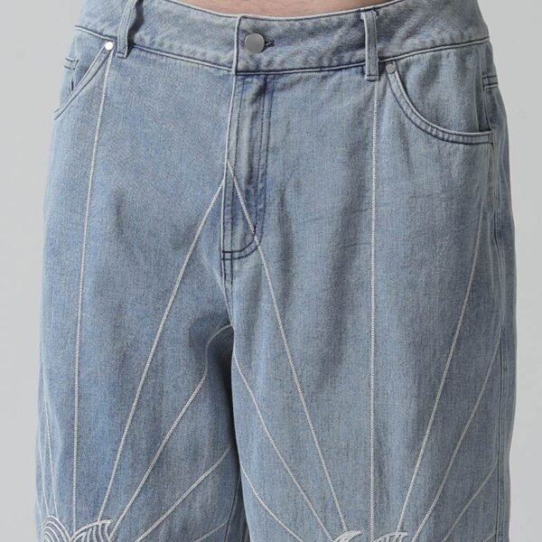 Custom Vintage Embroidered Panel Jeans - Style EDFA12 - product detail view 7
