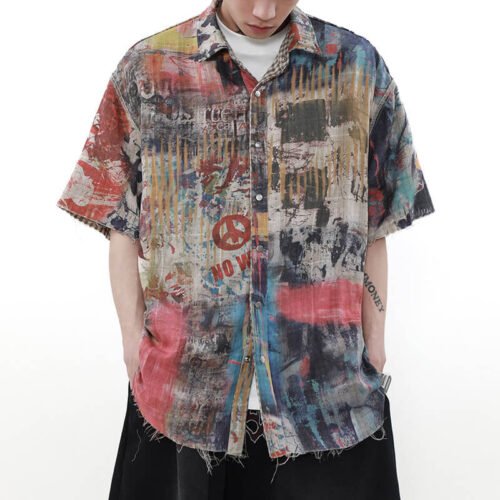 Custom Vintage Graffiti Boxy Overshirt | - Style 44FAC5 Custom Vintage Graffiti Boxy Overshirt | - Style 44FAC5
