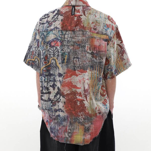 Custom Vintage Graffiti Boxy Overshirt | - Style 44FAC5 - product detail view 4