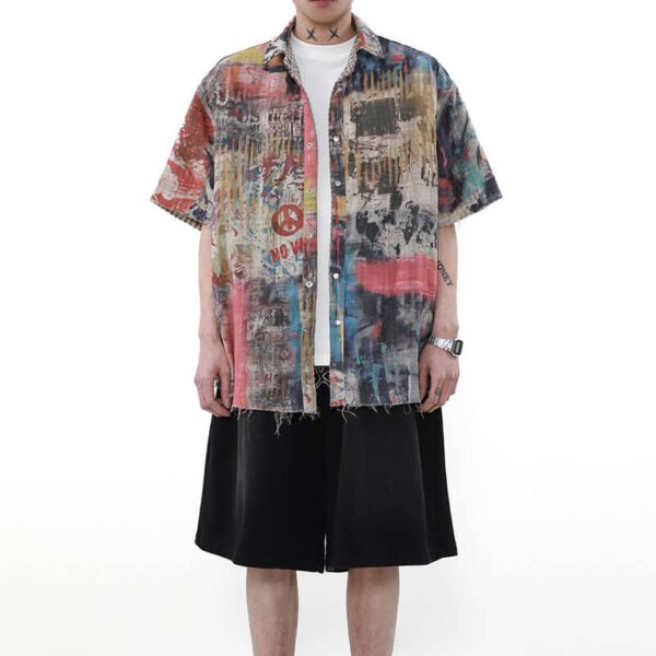 Custom Vintage Graffiti Boxy Overshirt | - Style 44FAC5 - product detail view 7