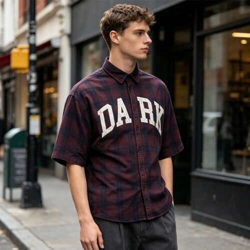 Custom Vintage Plaid Short Sleeve Overshirt - Style 6264A6