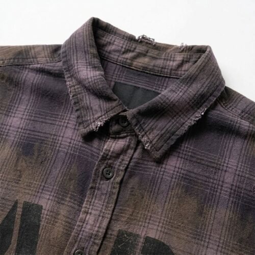 Custom Vintage Plaid Panel Print Shirt - Style 4AC249