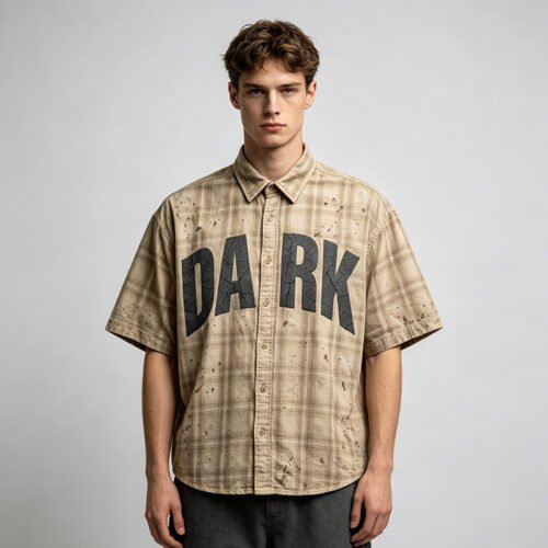 Custom Vintage Plaid Short Sleeve Shirt - Style F51E61