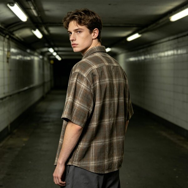 Custom Vintage Plaid Short Sleeve Shirt 17 - Style 2ACA90 - product detail view 2 Custom Vintage Plaid Short Sleeve Shirt 17 - Style 2ACA90 - product detail view 2