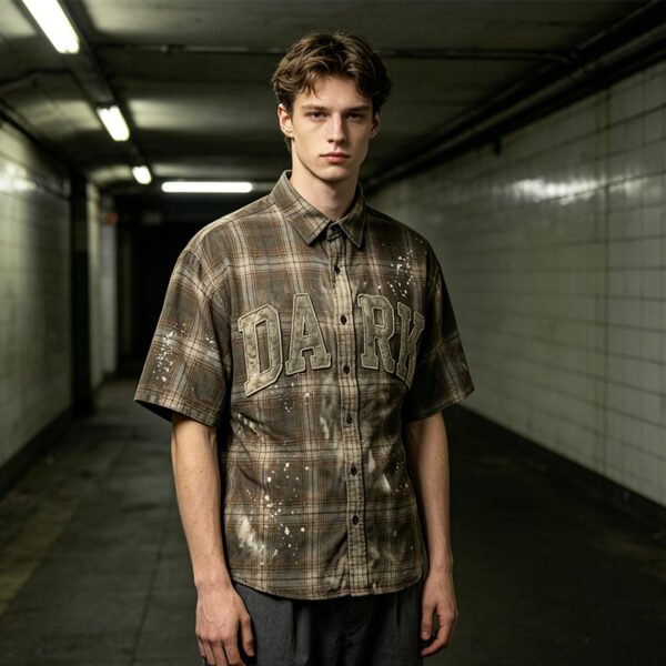 Custom Vintage Plaid Short Sleeve Shirt 17 - Style 2ACA90 - product detail view 3 Custom Vintage Plaid Short Sleeve Shirt 17 - Style 2ACA90 - product detail view 3