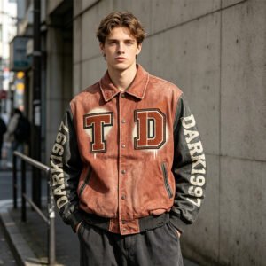 Custom Vintage Color-Block Varsity Bomber Jacket - Style E1F306