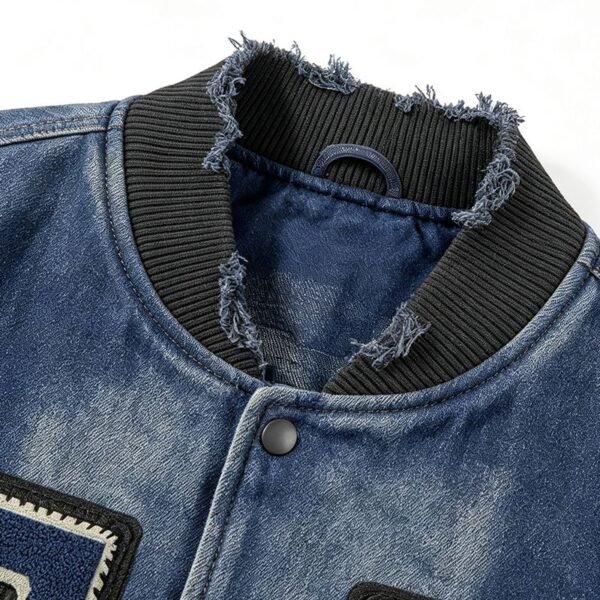 Custom Vintage Contrast-Sleeve Varsity Jacket - Style A3E04D - product detail view 2
