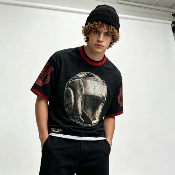 Custom Vintage Wash Cotton T-Shirt With Rib Neck 2D36 - Style 2D3660 - product detail view 3