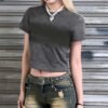 Custom Vintage Wash Fitted Crop T-Shirt - Style 8E44EE Women's fitted vintage wash crop t-shirt