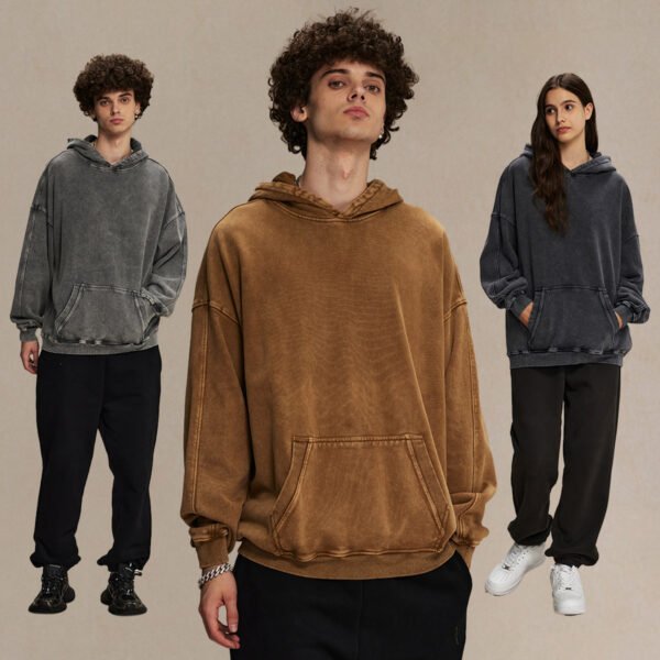 Custom Vintage-Wash French Terry Pullover Hoodie | - Style 33A0C9 - product detail view 4 Custom Vintage-Wash French Terry Pullover Hoodie | - Style 33A0C9 - product detail view 4