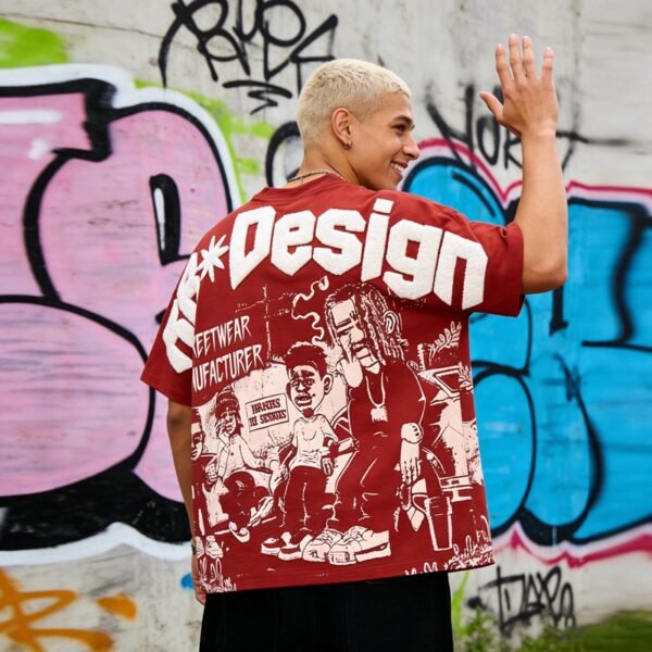 Custom Oversized Vintage-Wash Graphic Crewneck T-Shirt - Style 541693 - product detail view 5