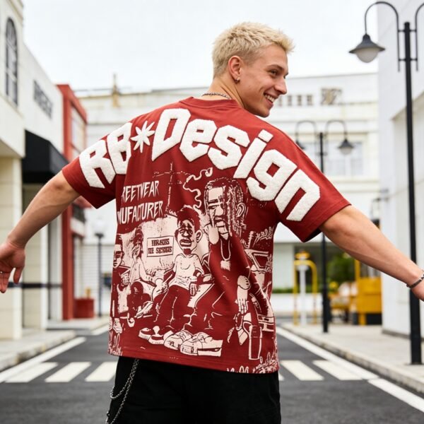 Custom Oversized Vintage-Wash Graphic Crewneck T-Shirt - Style 541693 - product detail view 10