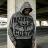 Custom Vintage-Wash Skull Applique Zip Hoodie - Style EE721E - product detail view 3 Custom Vintage-Wash Skull Applique Zip Hoodie - Style EE721E - product detail view 3
