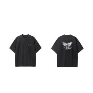 Custom Vintage-Washed Bird Graphic Oversized T-Shirt - Style D8E8AA