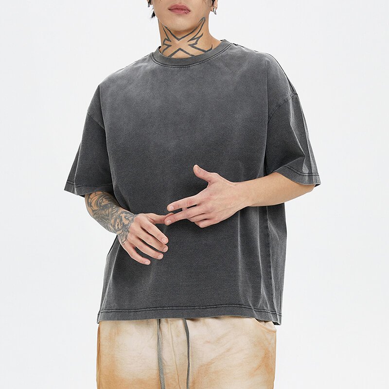 Grey vintage washed boxy heavyweight t-shirt