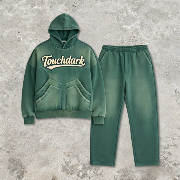 Custom Vintage-Washed Pullover Hoodie and Jogger Set - Style 7CA89D - product detail view 2