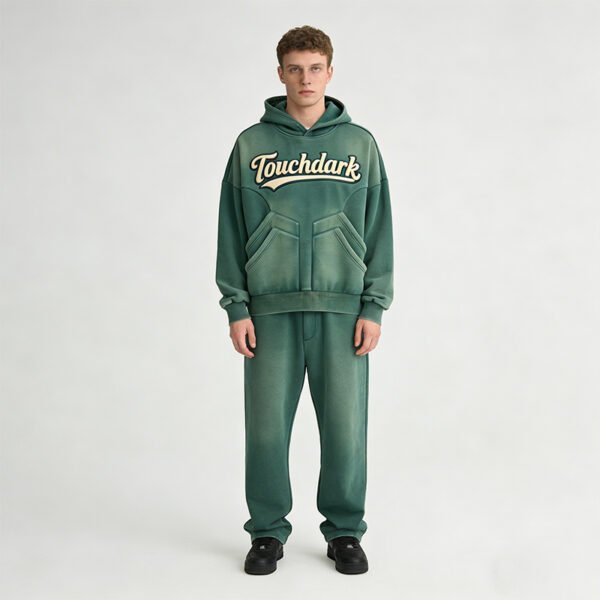 Custom Vintage-Washed Pullover Hoodie and Jogger Set - Style 7CA89D - product detail view 4