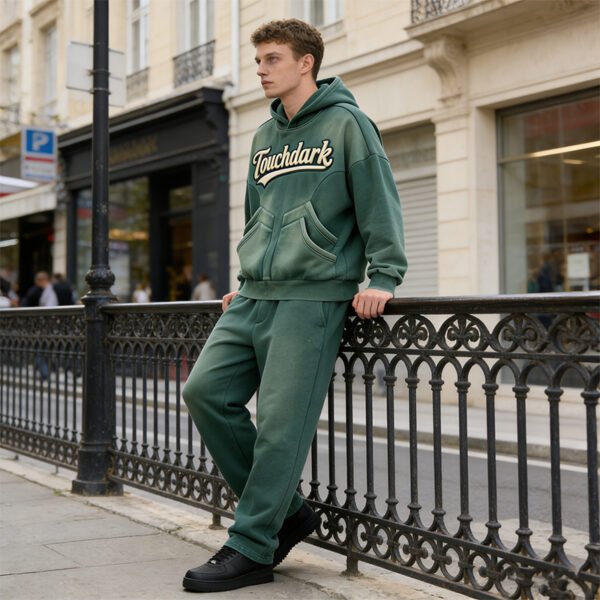 Custom Vintage-Washed Pullover Hoodie and Jogger Set - Style 7CA89D - product detail view 9