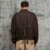 Custom Vintage Washed Letter Patch Leather-Look Jacket - Style 352F25 - product detail view 5 Custom Vintage Washed Letter Patch Leather-Look Jacket - Style 352F25 - product detail view 5
