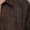 Custom Vintage Washed Letter Patch Leather-Look Jacket - Style 352F25 - product detail view 8 Custom Vintage Washed Letter Patch Leather-Look Jacket - Style 352F25 - product detail view 8