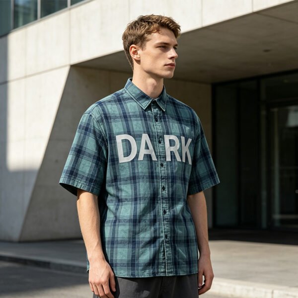 Custom Vintage Washed Distressed Plaid Shirt - Style 26B198 - product detail view 2