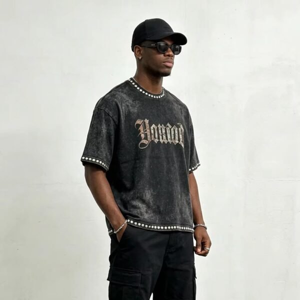 Custom Vintage Washed Rhinestone Graphic T-Shirt - Style 524230 - product detail view 2