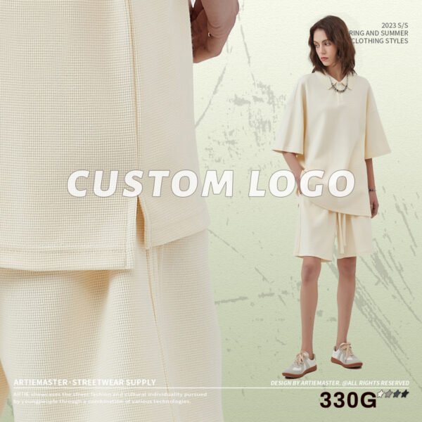 Custom Waffle Knit Button Polo Shirt 9018 - Style 8F1D13 - product detail view 2 Custom Waffle Knit Button Polo Shirt 9018 - Style 8F1D13 - product detail view 2