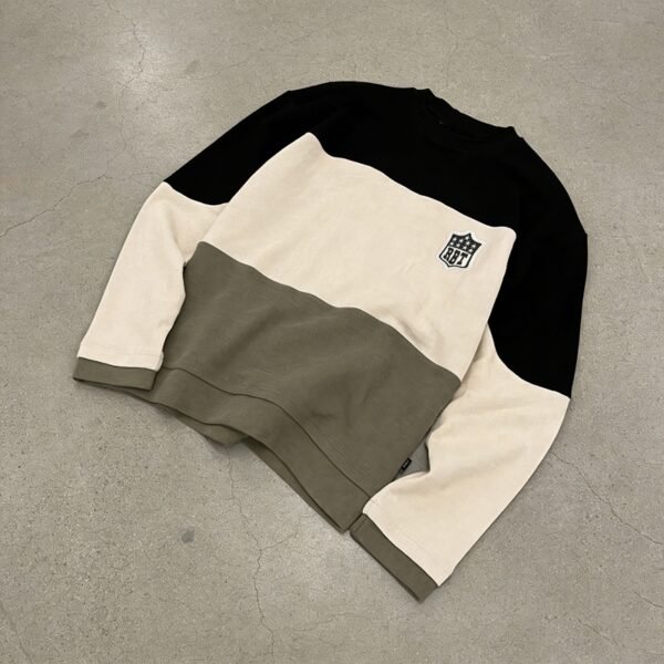 Custom Colorblock Waffle Knit Crewneck Sweatshirt - 748760b32f595b0f - Style 748760