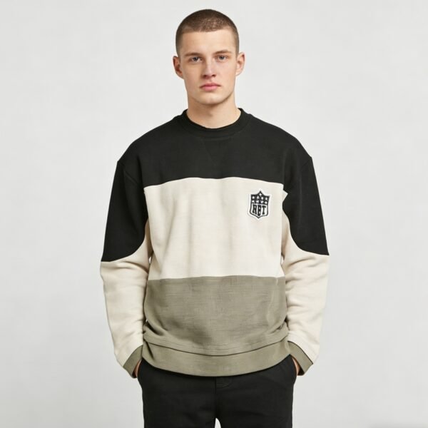 Custom Colorblock Waffle Knit Crewneck Sweatshirt - 748760b32f595b0f - Style 748760 - product detail view 5