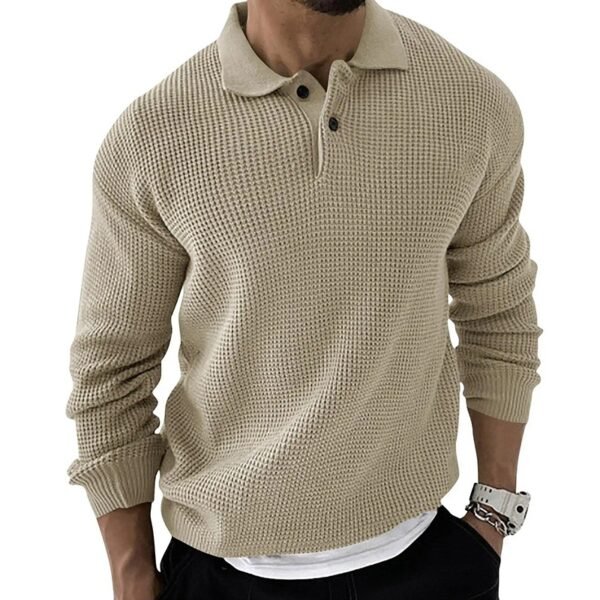 Custom Men's Waffle Knit Polo Sweater | - Style B8AD82 - product detail view 5 Custom Men's Waffle Knit Polo Sweater | - Style B8AD82 - product detail view 5