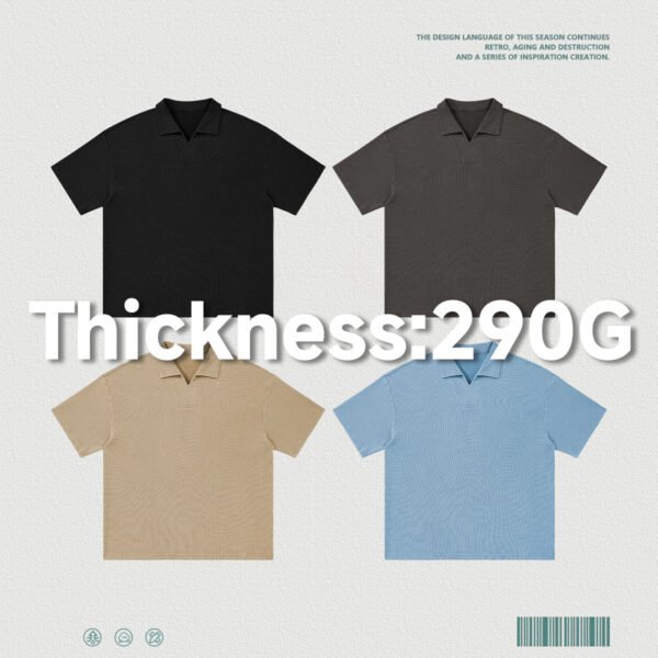 Custom Waffle Oversized V-Neck Polo T-Shirt K1185 - Style A11B61 - product detail view 3