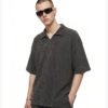 Custom Waffle Oversized V-Neck Polo T-Shirt K1185 - Style A11B61 - product detail view 13