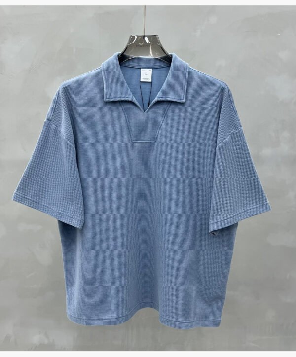 Custom Waffle Oversized V-Neck Polo T-Shirt K1185 - Style A11B61 - product detail view 15