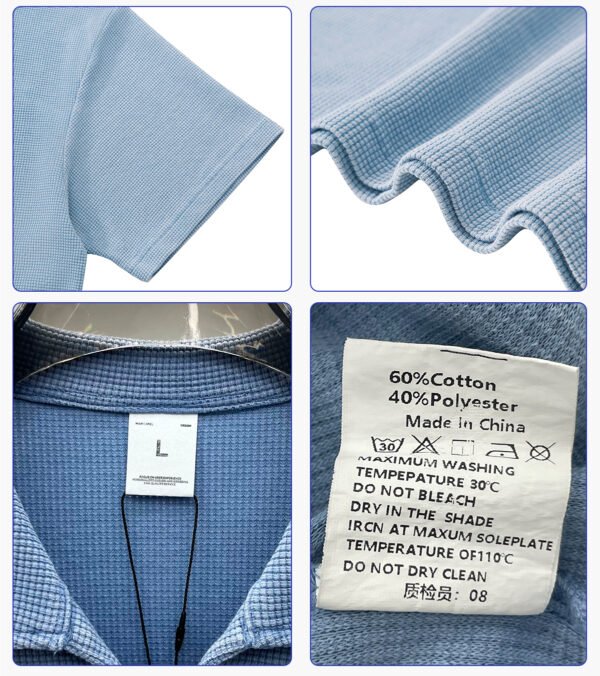 Custom Waffle Oversized V-Neck Polo T-Shirt K1185 - Style A11B61 - product detail view 9