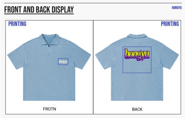 Custom Waffle Oversized V-Neck Polo T-Shirt K1185 - Style A11B61 - product detail view 10