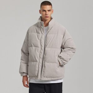 Men's custom waffle-texture puffer coat