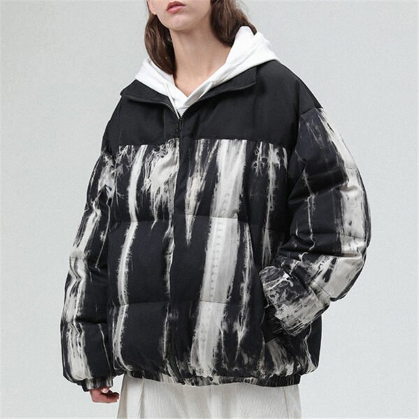 Custom Women's Hooded Wash-Effect Puffer Zip Cardigan - Style 0DFC74 Women's black and white wash-effect hooded puffer zip jacket