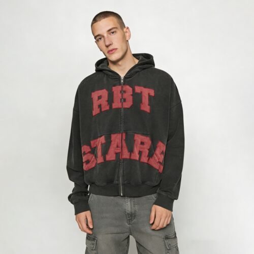 Custom Washed Applique Front Hoodie - Style 9DF524 Custom Washed Applique Front Hoodie - Style 9DF524