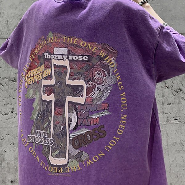 Custom Washed Oversized Applique Graphic T-Shirt - Style A32048 - product detail view 6 Custom Washed Oversized Applique Graphic T-Shirt - Style A32048 - product detail view 6